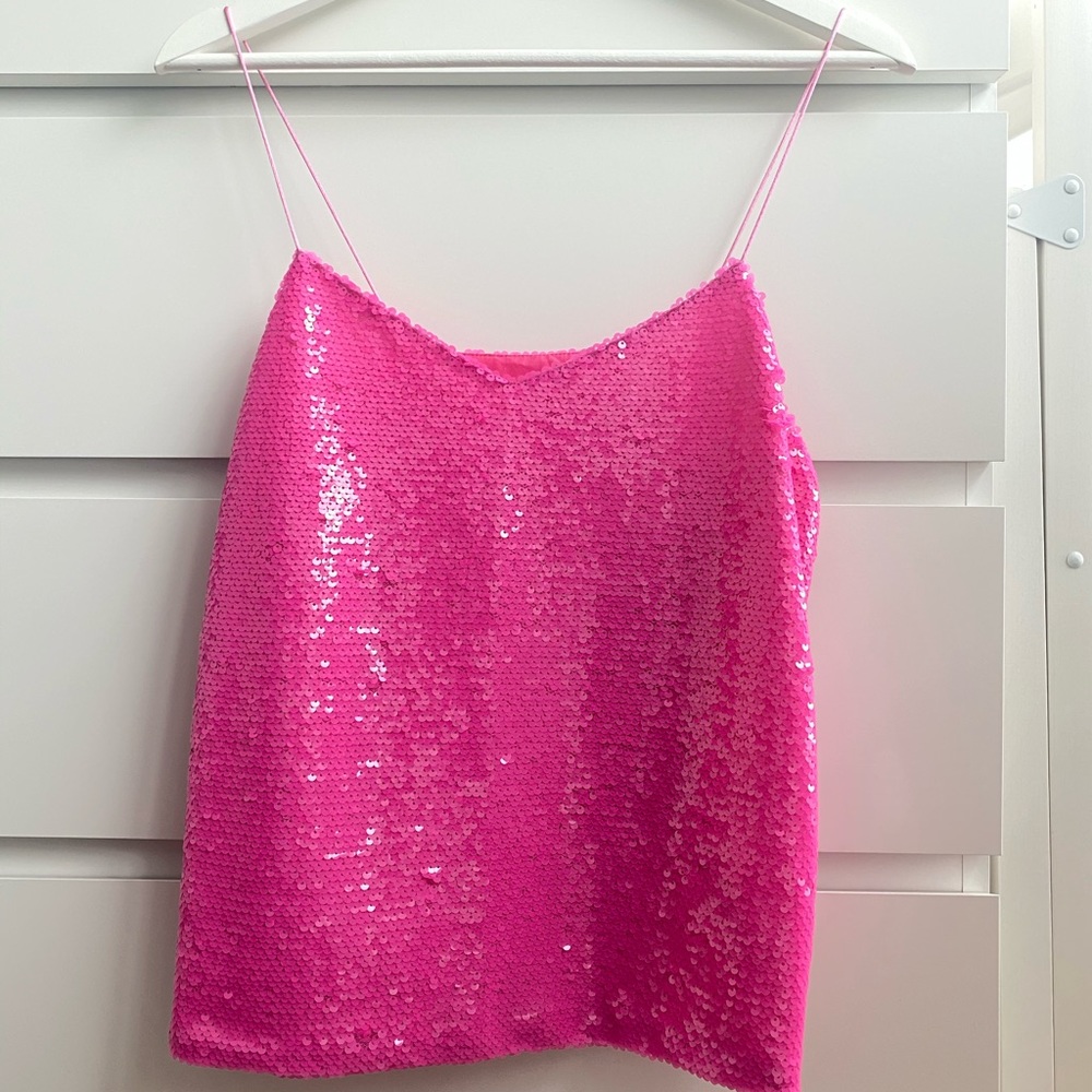 Pink sequin cami top